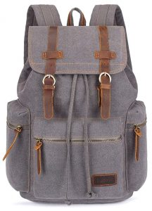 BLUBOON Canvas Vintage Backpack Leather Casual Bookbag Men Rucksack